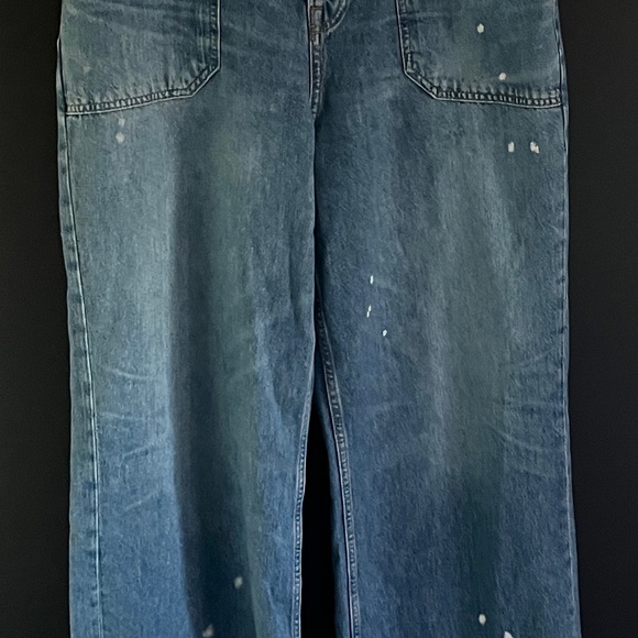 We The Free Palmer Cuffed Distressed Bleach Blue Wide Leg Jeans 31 NWOT - Picture 4 of 14